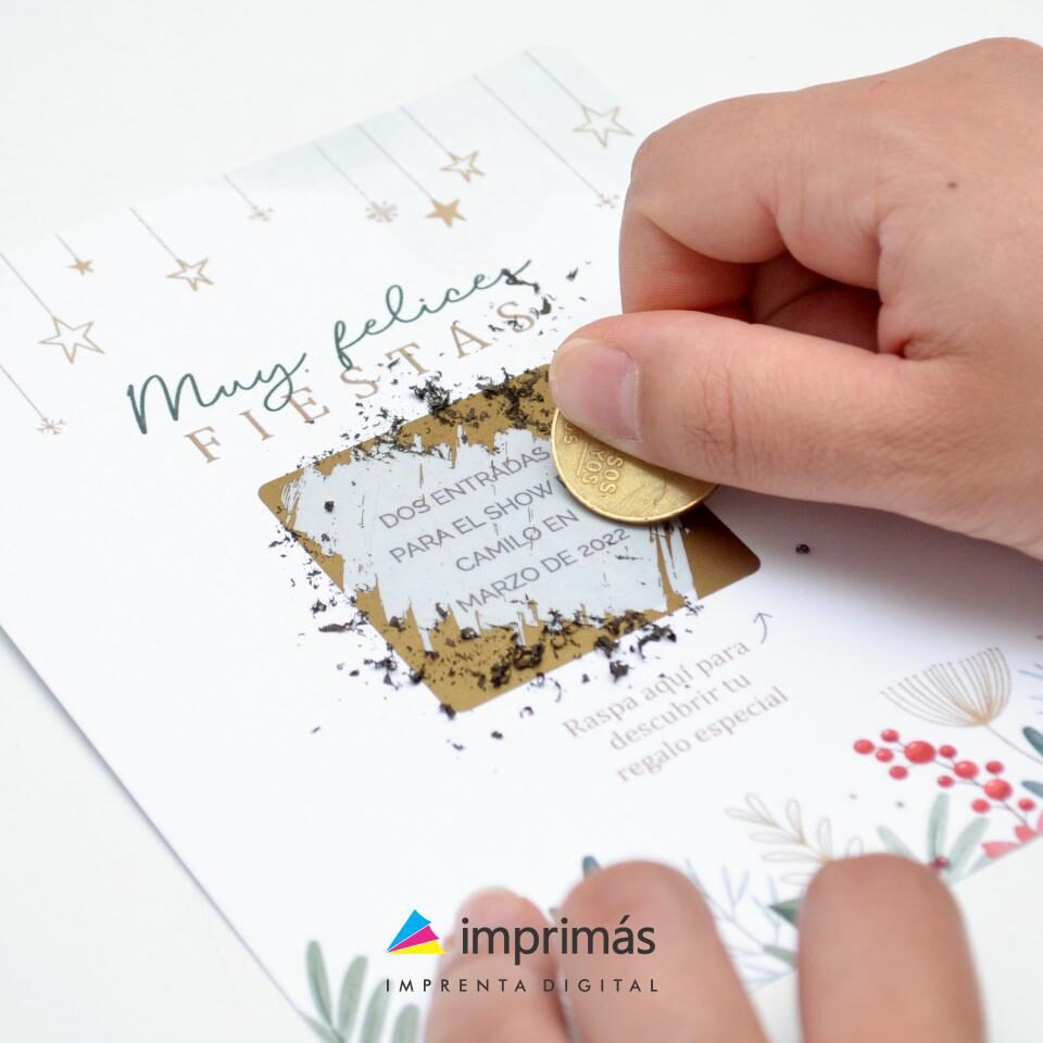 Tarjeta raspadita con premio secreto